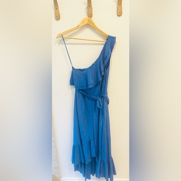JOIE Damica One Shoulder Silk Dress in Baja Blue Size M - Picture 2 of 3